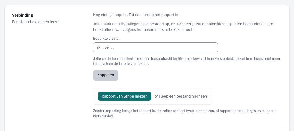 Het blok Verbinding met het veld voor de sleutel