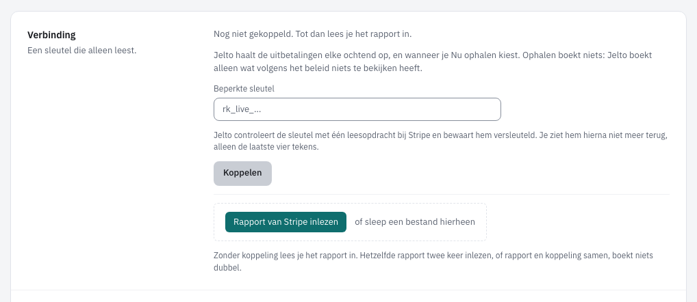 Het blok Verbinding met het veld voor de sleutel