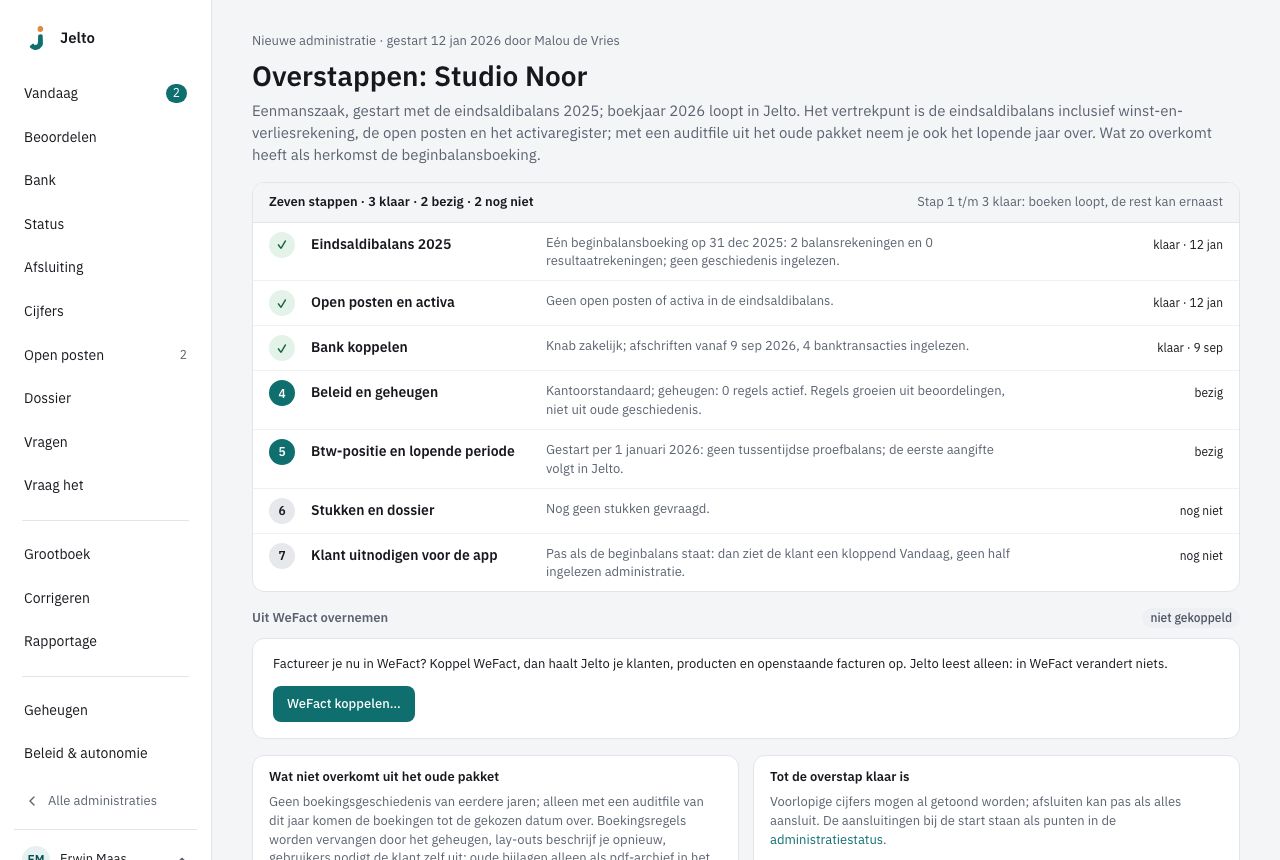 Overstappen met de zeven stappen van de start, de eerste is de eindsaldibalans
