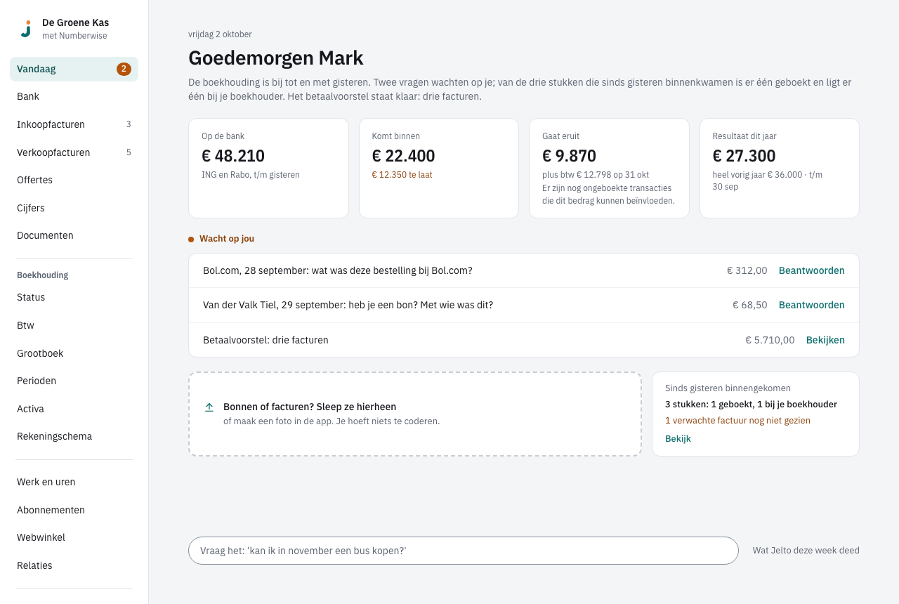 Vandaag op de computer met vier tegels, Wacht op jou en het vak voor bonnen en facturen